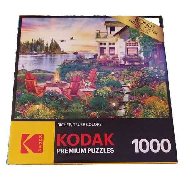 Other - 1000 RoseArt 1000 Lake House Jigsaw Puzzle Kodak Premium Puzzles Cabin Idyllic